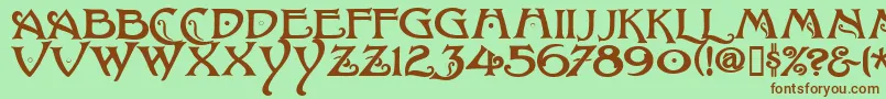 BaltimoreNouveauフォントについての詳細 フォントBaltimoreNouveau – 緑の背景に茶色のフォント
