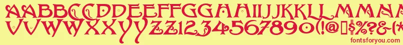 BaltimoreNouveau-Schriftart – Rote Schriften auf gelbem Hintergrund