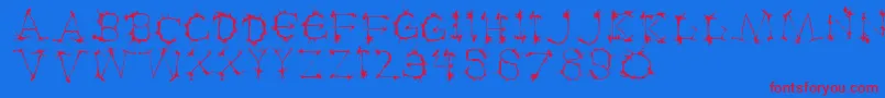 Klexalfabeta-Schriftart – Rote Schriften auf blauem Hintergrund