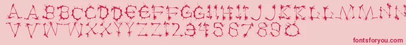 Klexalfabeta-Schriftart – Rote Schriften auf rosa Hintergrund