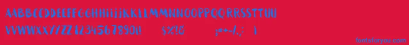 HammockRoughHome-Schriftart – Blaue Schriften auf rotem Hintergrund