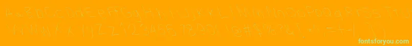 Filamentthreetwo-Schriftart – Grüne Schriften auf orangefarbenem Hintergrund