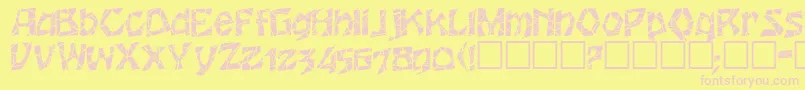 FzJazzy12Cracked Font – Pink Fonts on Yellow Background