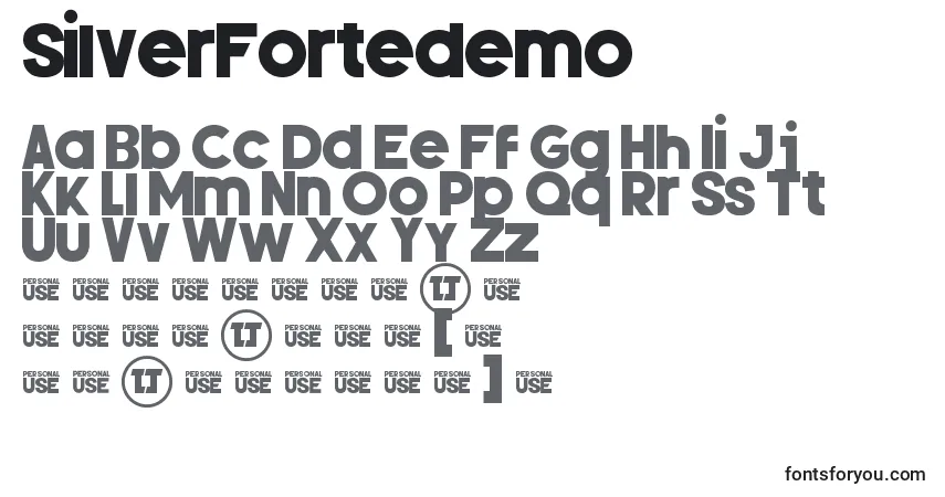 Шрифт SilverFortedemo – алфавит, цифры, специальные символы