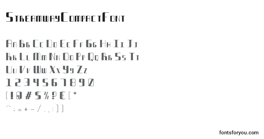 Schriftart StreamwayCompactFont – Alphabet, Zahlen, spezielle Symbole