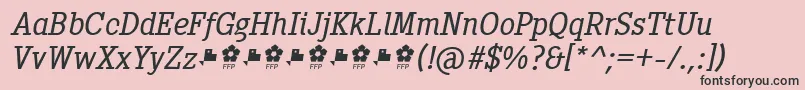 Czcionka PentayBookItalicFfp – czarne czcionki na różowym tle