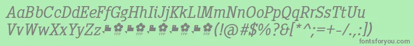 フォントPentayBookItalicFfp – 緑の背景に灰色の文字
