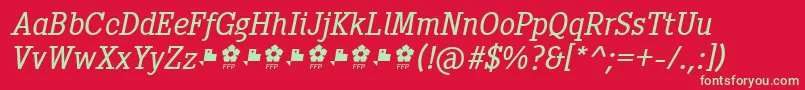 PentayBookItalicFfp Font – Green Fonts on Red Background