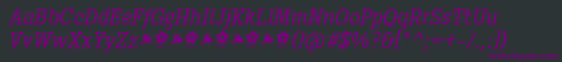 PentayBookItalicFfp-fontti – violetit fontit mustalla taustalla