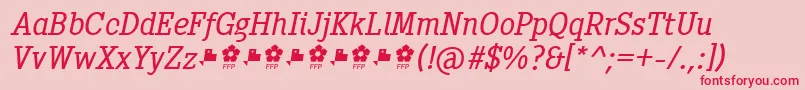 PentayBookItalicFfp-Schriftart – Rote Schriften auf rosa Hintergrund