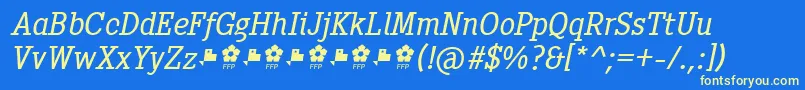 PentayBookItalicFfp Font – Yellow Fonts on Blue Background