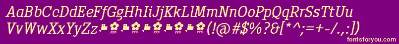 フォントPentayBookItalicFfp – 紫の背景に黄色のフォント