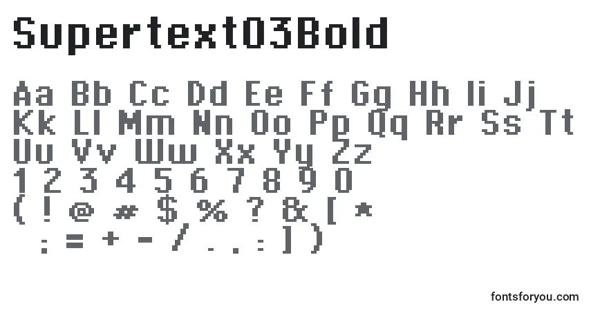 Czcionka Supertext03Bold – alfabet, cyfry, specjalne znaki