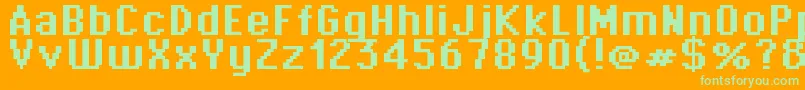 Supertext03Bold-Schriftart – Grüne Schriften auf orangefarbenem Hintergrund