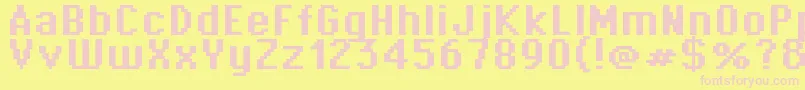 Supertext03Bold-fontti – vaaleanpunaiset fontit keltaisella taustalla