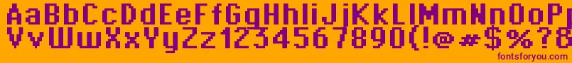 Supertext03Bold-Schriftart – Violette Schriften auf orangefarbenem Hintergrund