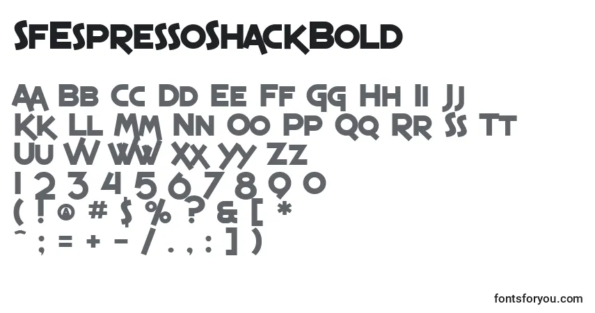 Czcionka SfEspressoShackBold – alfabet, cyfry, specjalne znaki