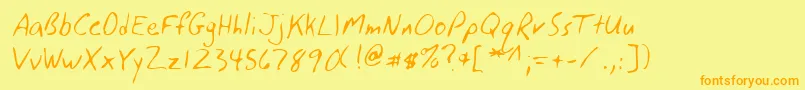 フォントLehn117 – オレンジの文字が黄色の背景にあります。