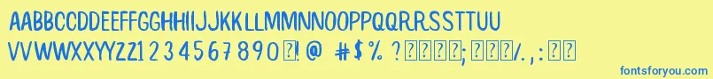RootBeer Font – Blue Fonts on Yellow Background
