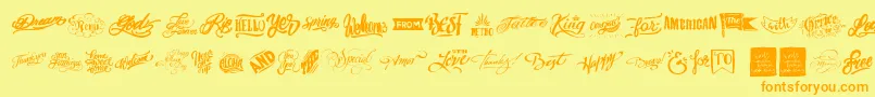 Words-Schriftart – Orangefarbene Schriften auf gelbem Hintergrund