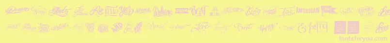 Words-fontti – vaaleanpunaiset fontit keltaisella taustalla