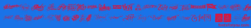 Words Font – Red Fonts on Blue Background