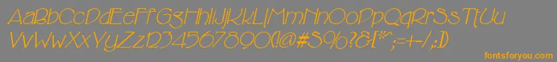 CricketItalicフォントについての詳細 フォントCricketItalic – オレンジの文字は灰色の背景にあります。