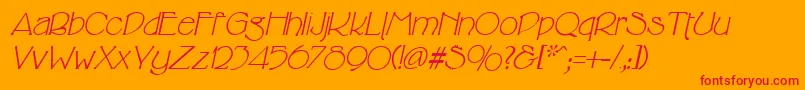 CricketItalic-Schriftart – Rote Schriften auf orangefarbenem Hintergrund