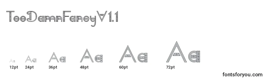 Размеры шрифта TooDamnFancyV1.1
