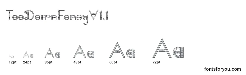 TooDamnFancyV1.1 Font Sizes