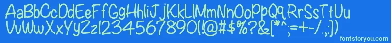 Kbwritersblock Font – Green Fonts on Blue Background