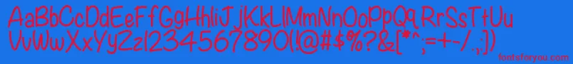 Czcionka Kbwritersblock – czerwone czcionki na niebieskim tle