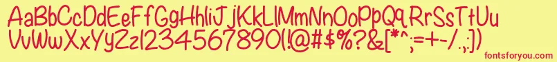 Czcionka Kbwritersblock – czerwone czcionki na żółtym tle