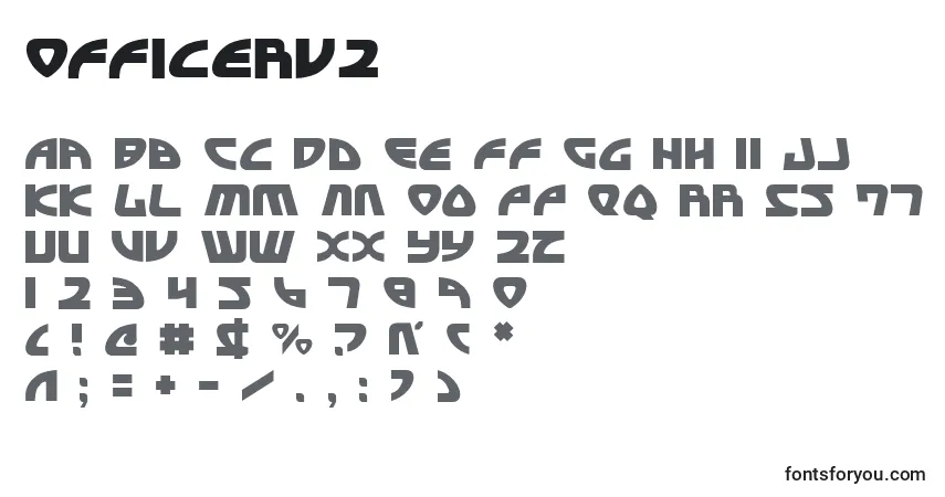 A fonte Officerv2 – alfabeto, números, caracteres especiais
