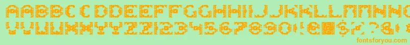 DazzleshipsRegular-Schriftart – Orangefarbene Schriften auf grünem Hintergrund