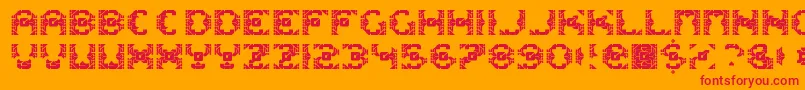 DazzleshipsRegular-Schriftart – Rote Schriften auf orangefarbenem Hintergrund