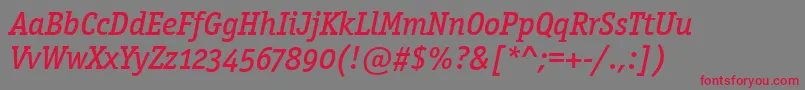 OfficinasermdositcttРљСѓСЂСЃРёРІ-Schriftart – Rote Schriften auf grauem Hintergrund