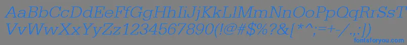 フォントUrwegyptiennetligwidOblique – 灰色の背景に青い文字