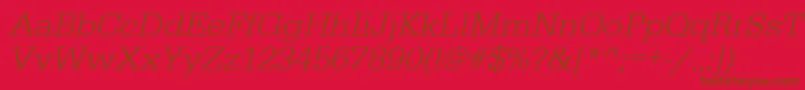 UrwegyptiennetligwidOblique-Schriftart – Braune Schriften auf rotem Hintergrund