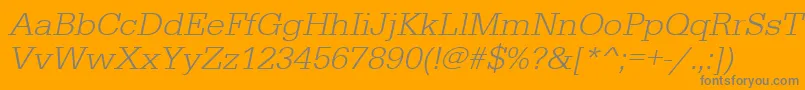 Fonte UrwegyptiennetligwidOblique – fontes cinzas em um fundo laranja