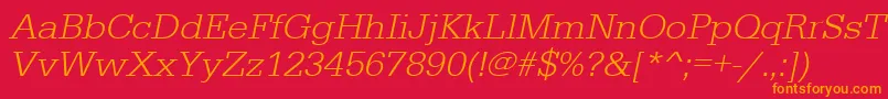 フォントUrwegyptiennetligwidOblique – 赤い背景にオレンジの文字