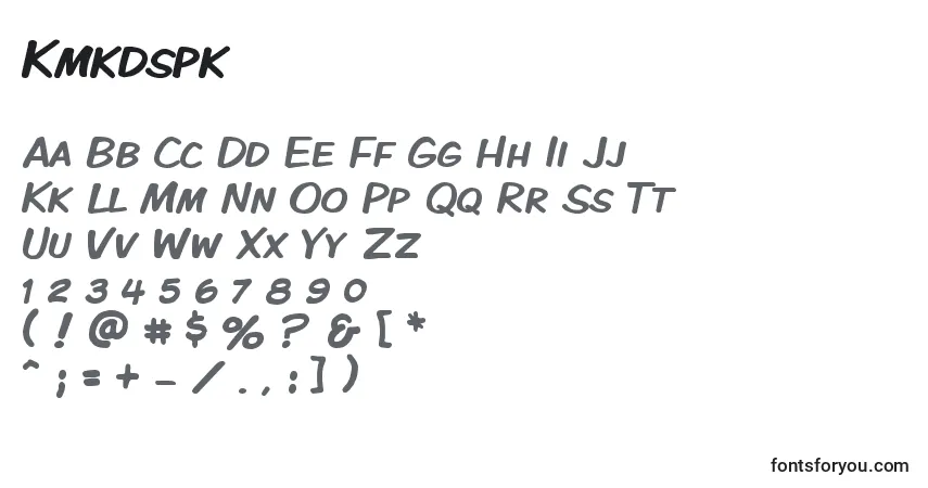 Schriftart Kmkdspk – Alphabet, Zahlen, spezielle Symbole