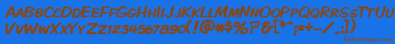 Kmkdspk Font – Brown Fonts on Blue Background