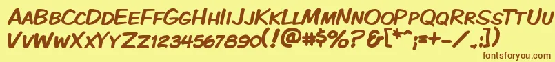 Kmkdspk Font – Brown Fonts on Yellow Background