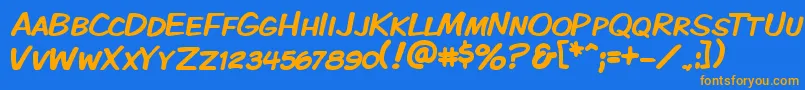 Kmkdspk Font – Orange Fonts on Blue Background