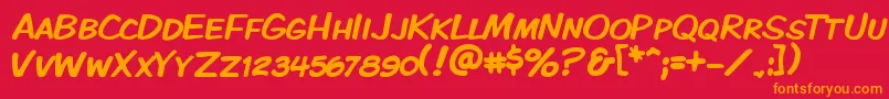 Kmkdspk Font – Orange Fonts on Red Background