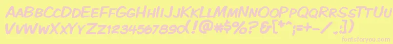 フォントKmkdspk – ピンクのフォント、黄色の背景