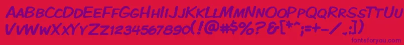 Kmkdspk-fontti – violetit fontit punaisella taustalla