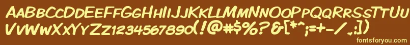 Kmkdspk-fontti – keltaiset fontit ruskealla taustalla
