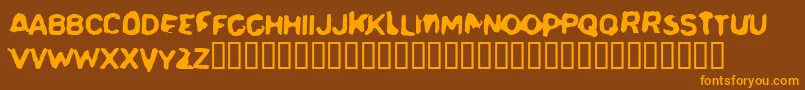 Delerium-Schriftart – Orangefarbene Schriften auf braunem Hintergrund